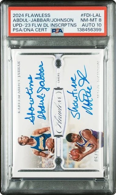 2024 Panini Flawless Update Inscriptions Abdul-Jabbar Johnson AUTO DNA 10 /15 #FDI-LAL PSA 8