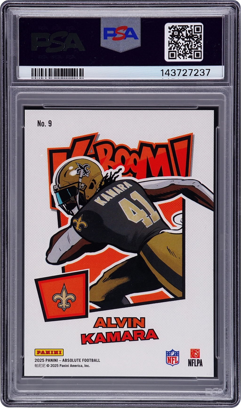 2025 Absolute Kaboom! Horizontal Green Alvin Kamara 1/1 #9 PSA 9 MINT