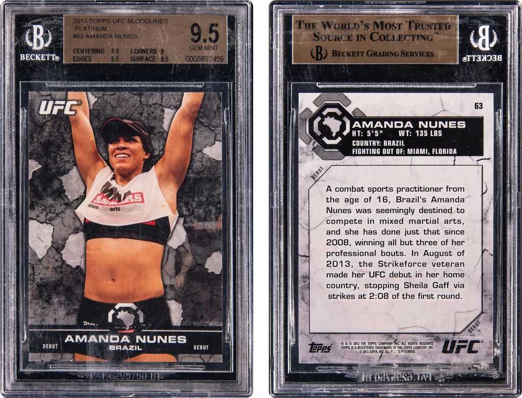 2013 Topps UFC Bloodlines Platinum Amanda Nunes ROOKIE 1/1 #63 BGS 9.5 GEM MINT