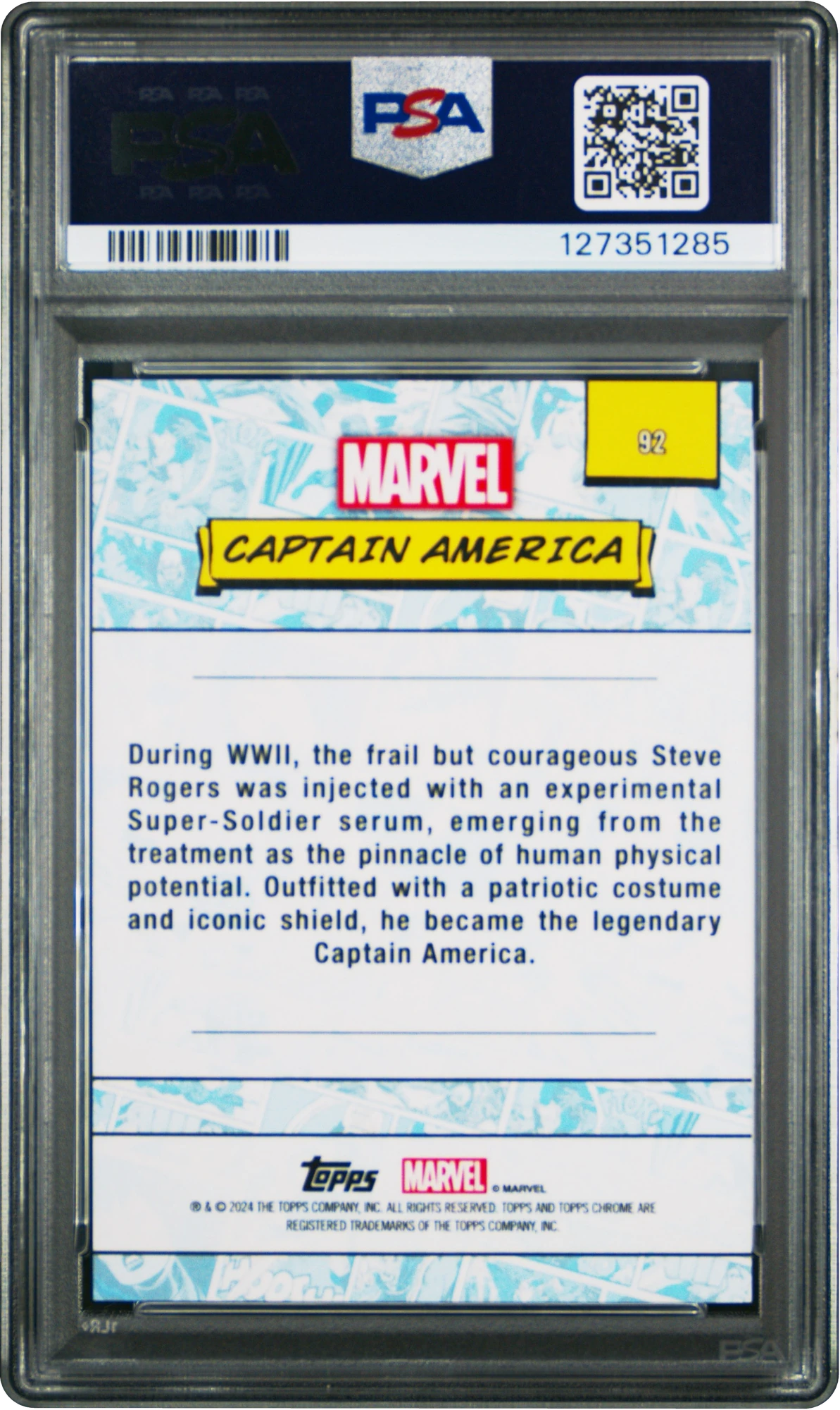 2024 Topps Chrome Marvel Gold Wave Captain America /50 #92 PSA 10 GEM MINT