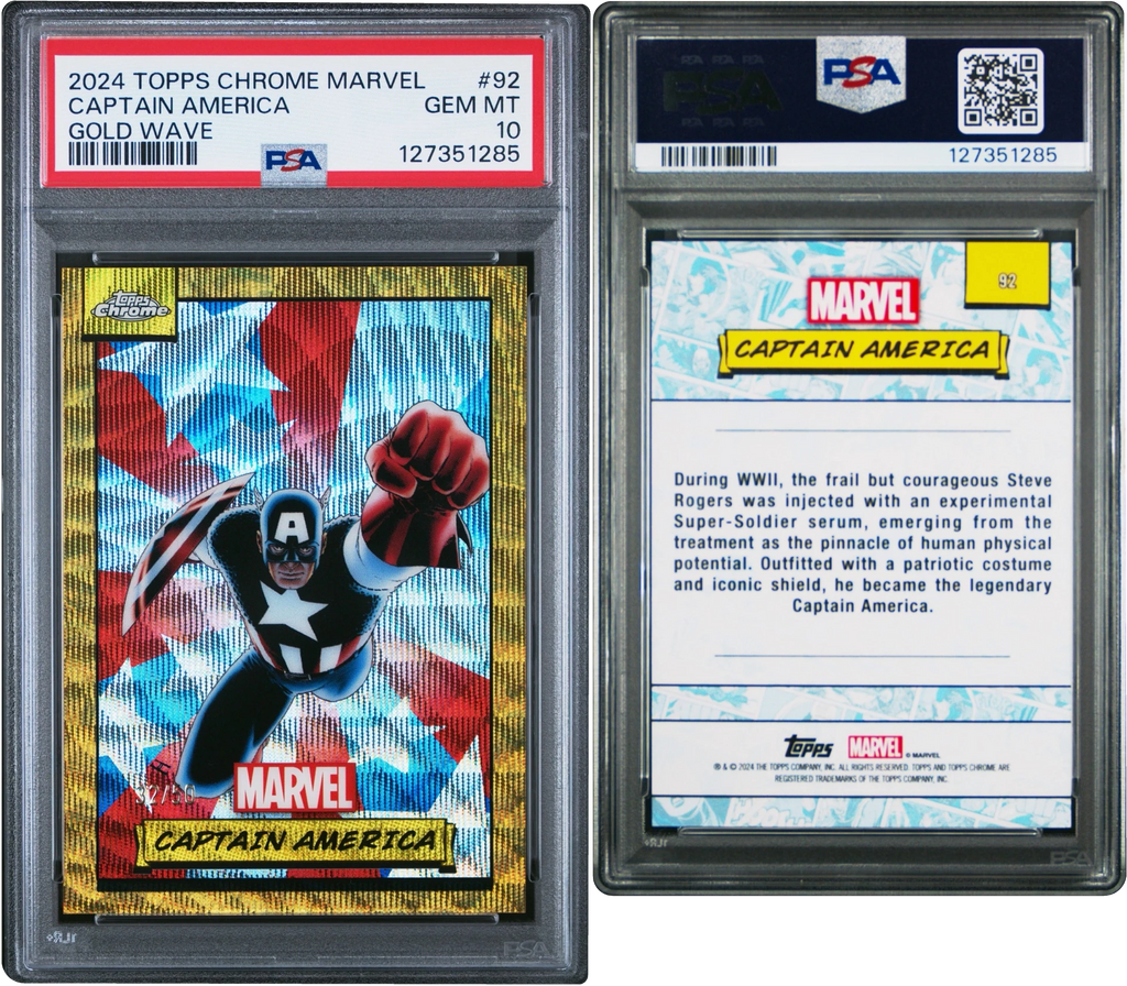 2024 Topps Chrome Marvel Gold Wave Captain America /50 #92 PSA 10 GEM MINT