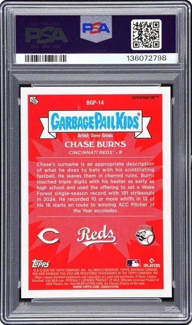 2025 Bowman Chrome Garbage Pail Kids Superfractor Chase Burns 1/1 #BGP-14 PSA 10 GEM MINT