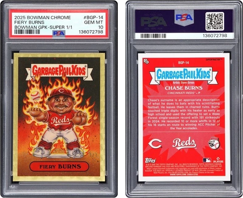 2025 Bowman Chrome Garbage Pail Kids Superfractor Chase Burns 1/1 #BGP-14 PSA 10 GEM MINT