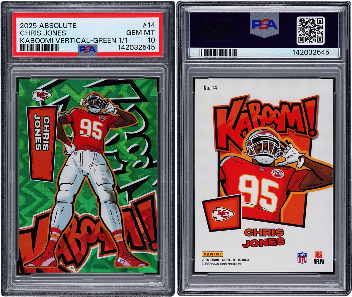 2025 Absolute Kaboom! Vertical Green Chris Jones 1/1 #14 PSA 10 GEM MT