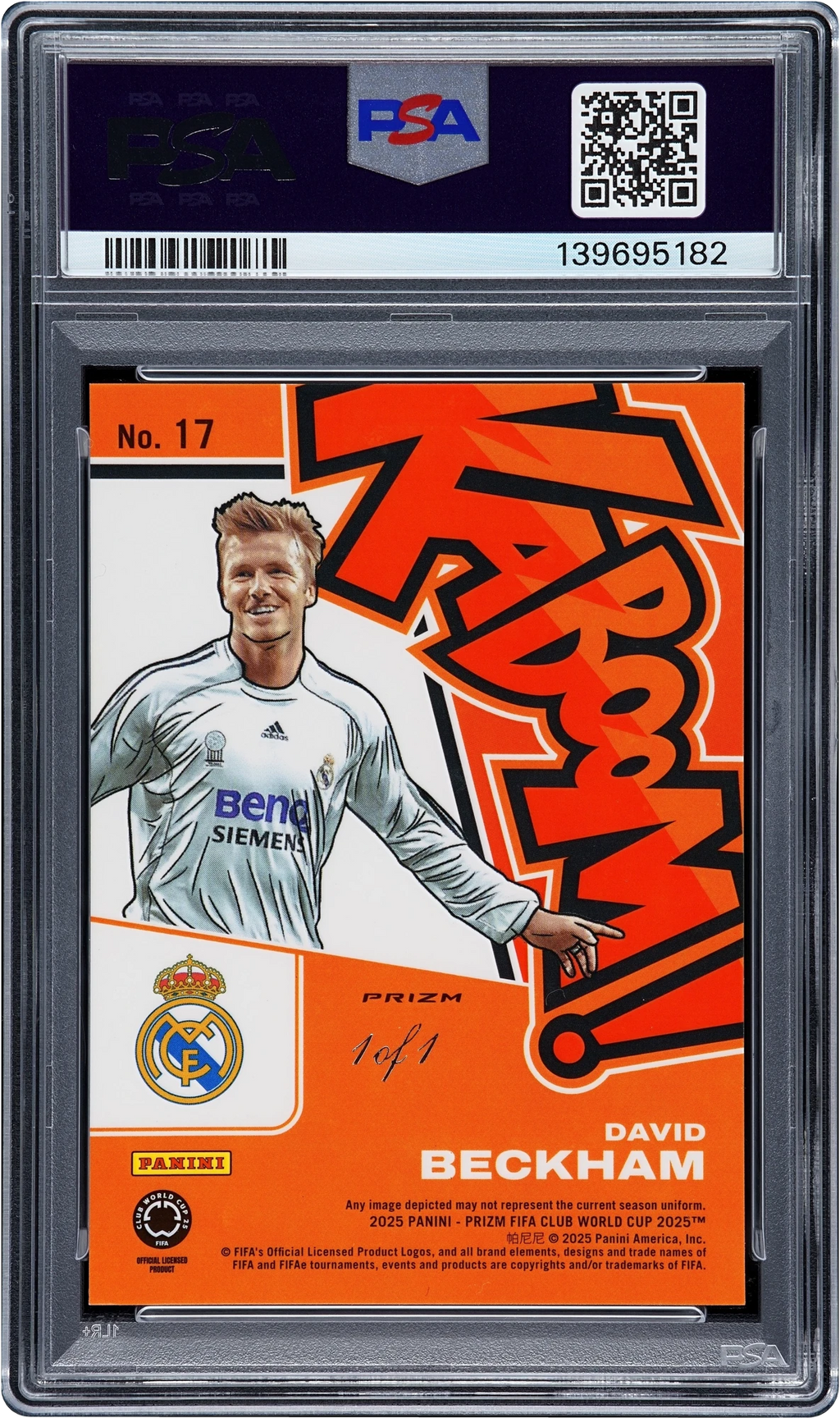 2025 Panini Prizm FIFA Club World Cup Kaboom! Green David Beckham 1/1 #17 PSA 8 NM-MT