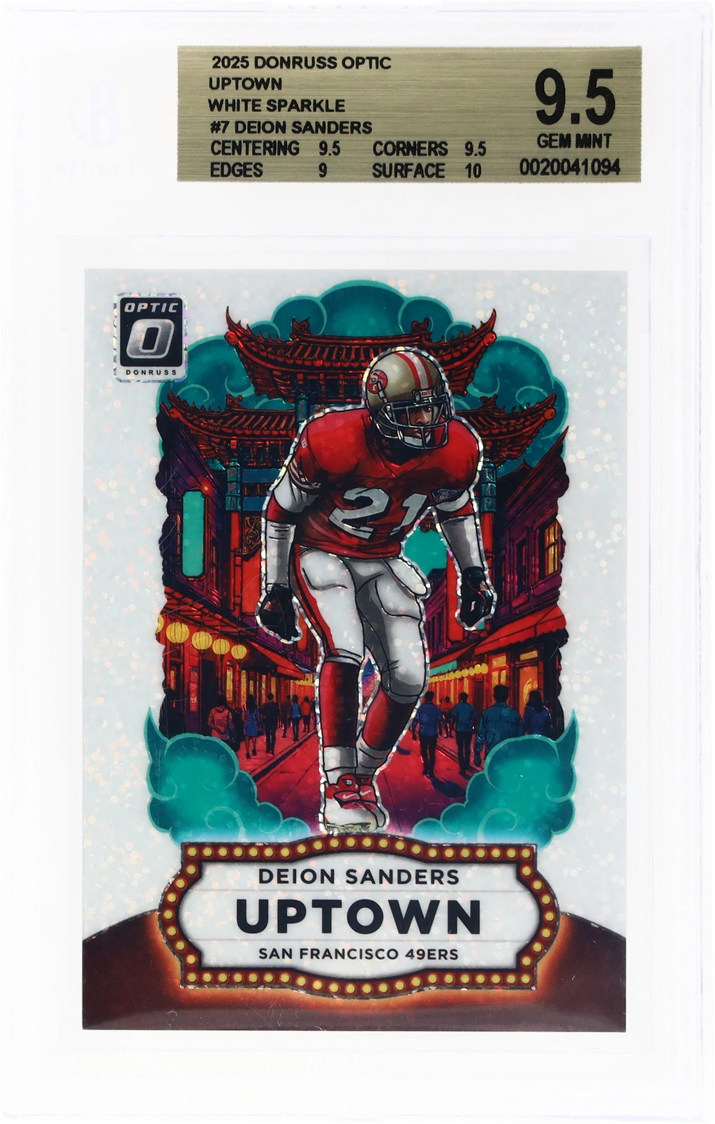 2025 Donruss Optic Uptown White Sparkle Deion Sanders 1/1 #7 BGS 9.5