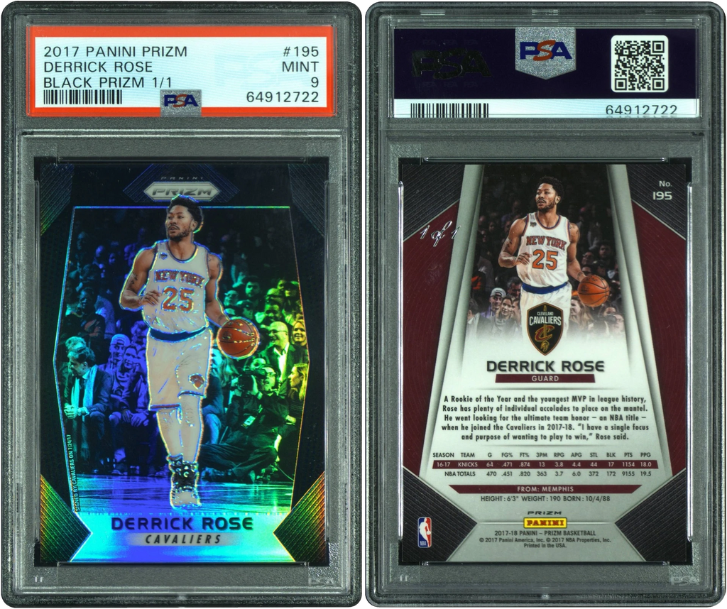 2017 Panini Prizm Black Derrick Rose 1/1 #195 PSA 9 MINT