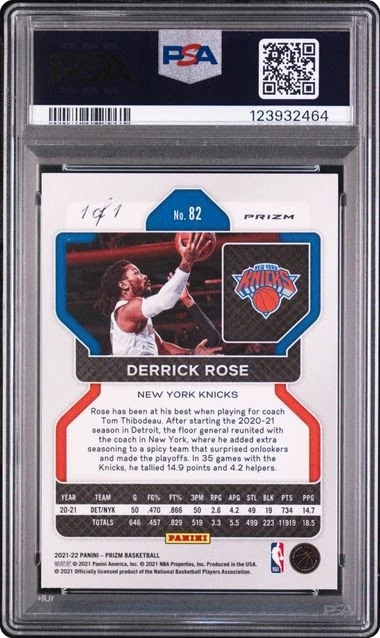 2021 Panini Prizm Nebula Choice Derrick Rose 1/1 #82 PSA 8 NM-MT