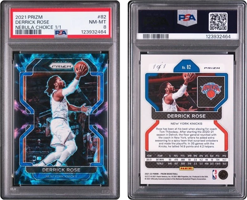 2021 Panini Prizm Nebula Choice Derrick Rose 1/1 #82 PSA 8 NM-MT