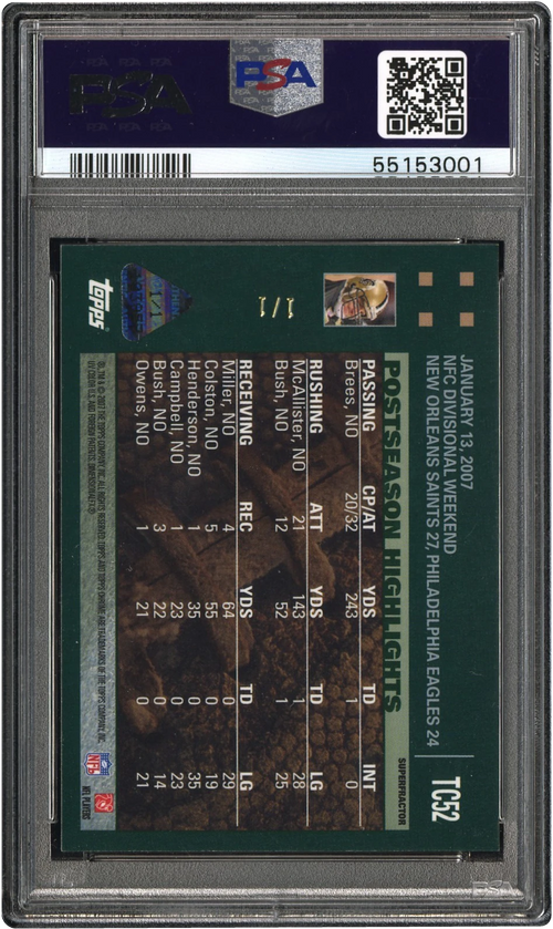 2007 Topps Chrome Superfractor New Orleans Saints w/ Drew Brees 1/1 #TC52 PSA 10 GEM MINT