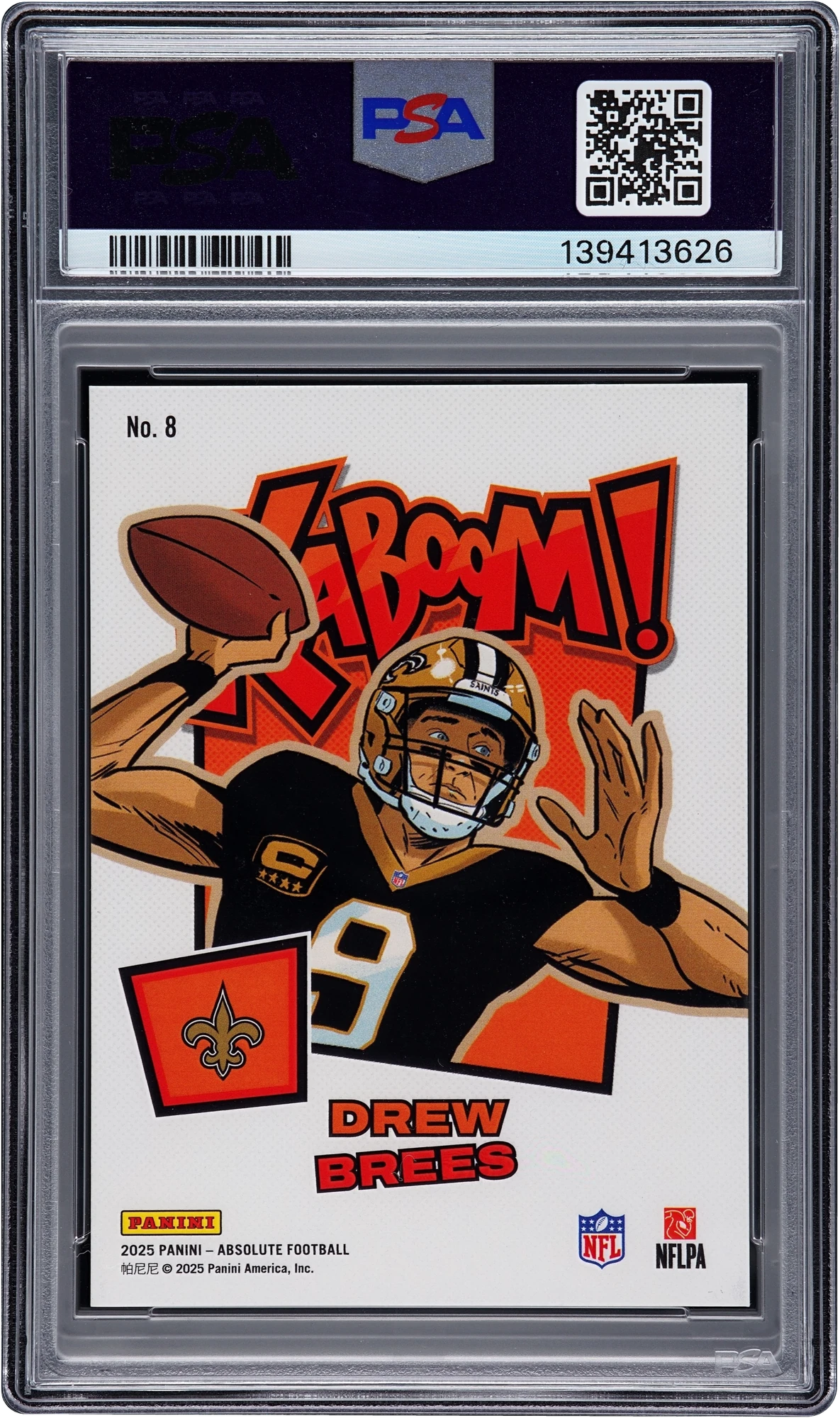 2025 Absolute Kaboom! Vertical Green Drew Brees 1/1 #8 PSA AUTHENTIC
