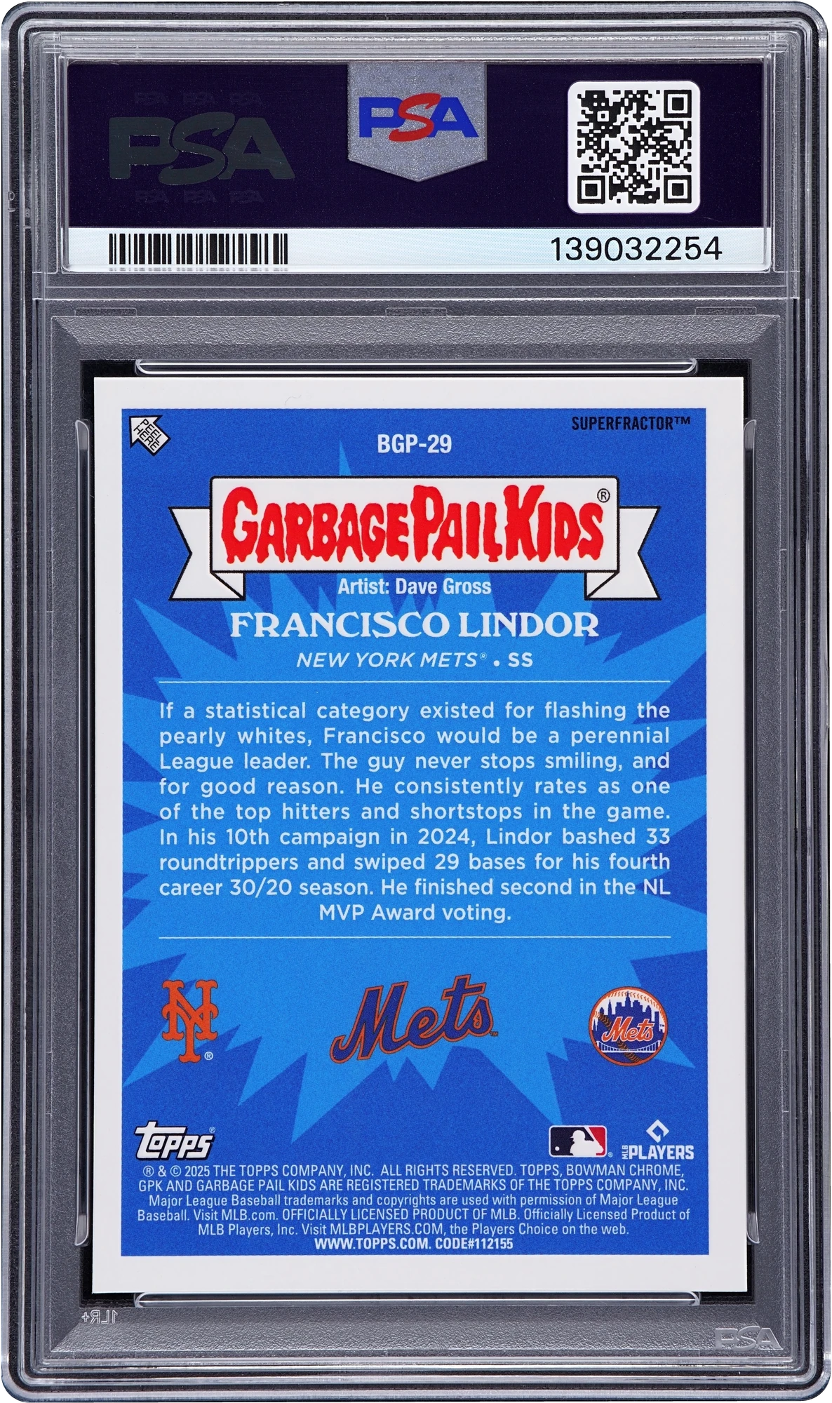 2025 Bowman Chrome GPK Superfractor Friendly Francisco 1/1 #BGP-29 PSA 10 GEM MINT