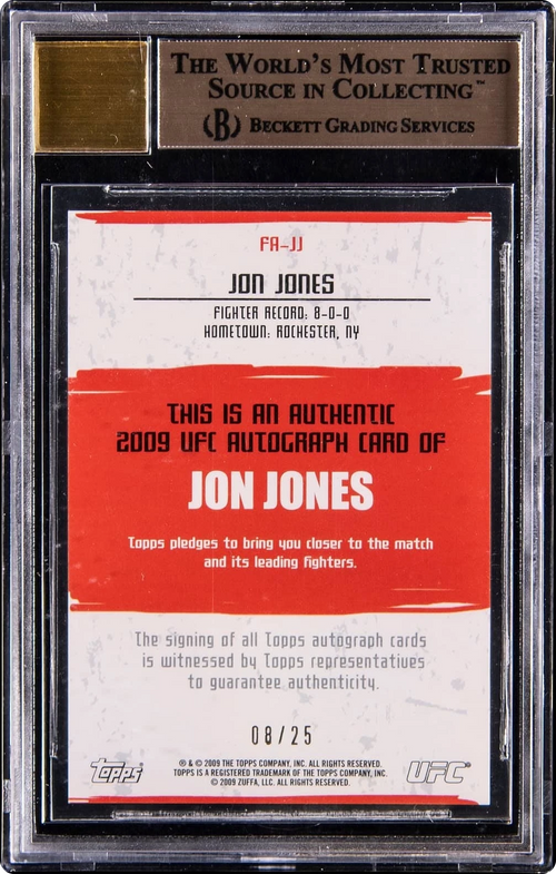 2009 Topps UFC Red Ink Jon Jones ROOKIE AUTO /25 #FA-JJ BGS 9.5 GEM MINT