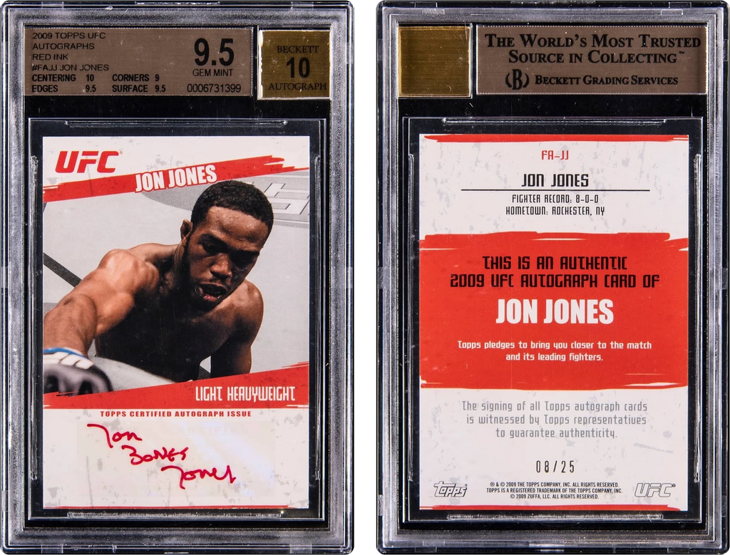 2009 Topps UFC Red Ink Jon Jones ROOKIE AUTO /25 #FA-JJ BGS 9.5 GEM MINT
