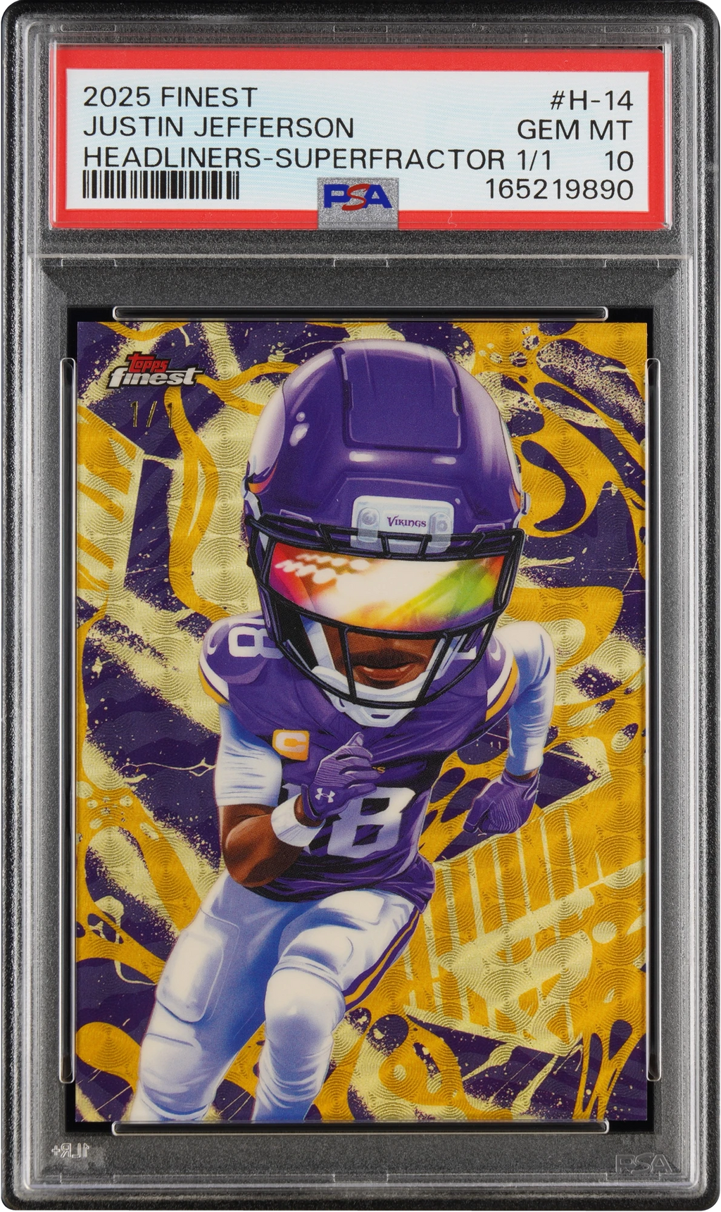 2025 Finest Headliners Superfractor Justin Jefferson 1/1 #H-14 PSA 10 GEM MT