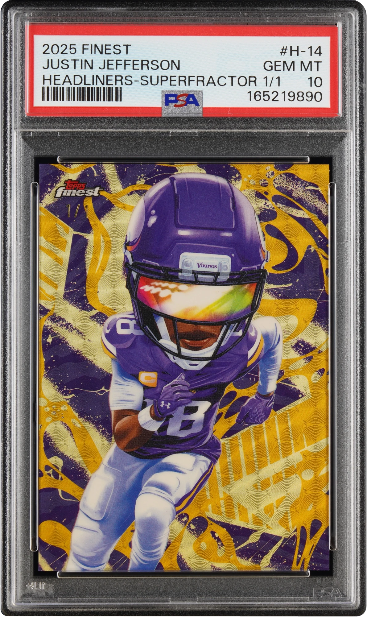 2025 Finest Headliners Superfractor Justin Jefferson 1/1 #H-14 PSA 10 GEM MT