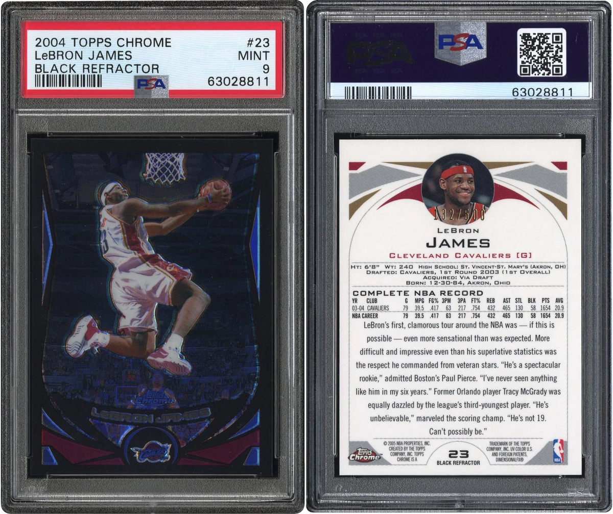 2004 Topps Chrome Black Refractor LeBron James /500 #23 PSA 9 MINT