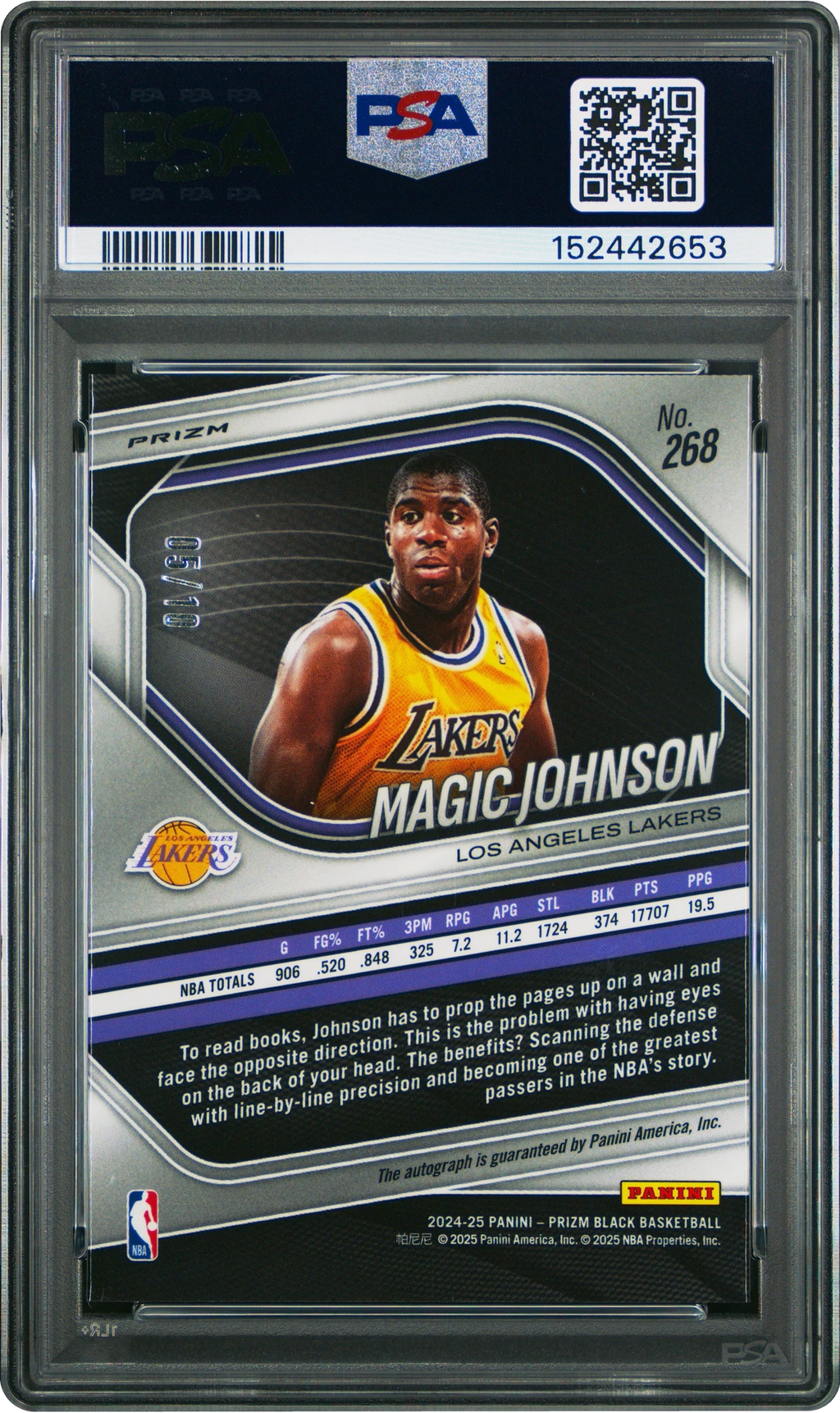 2024 Panini Prizm Black Gold Shimmer FOTL Magic Johnson AUTO /10 #268 PSA 10 GEM MINT