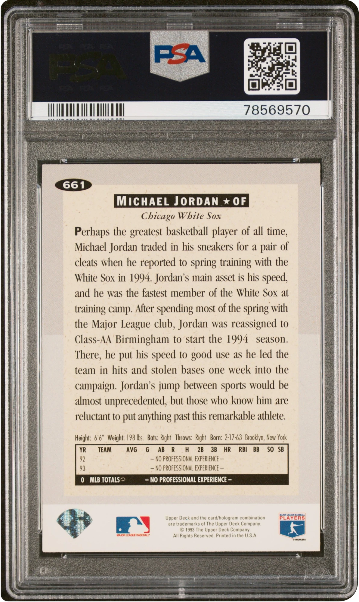 1994 Collector's Choice Michael Jordan ROOKIE #661 PSA 10 GEM MINT