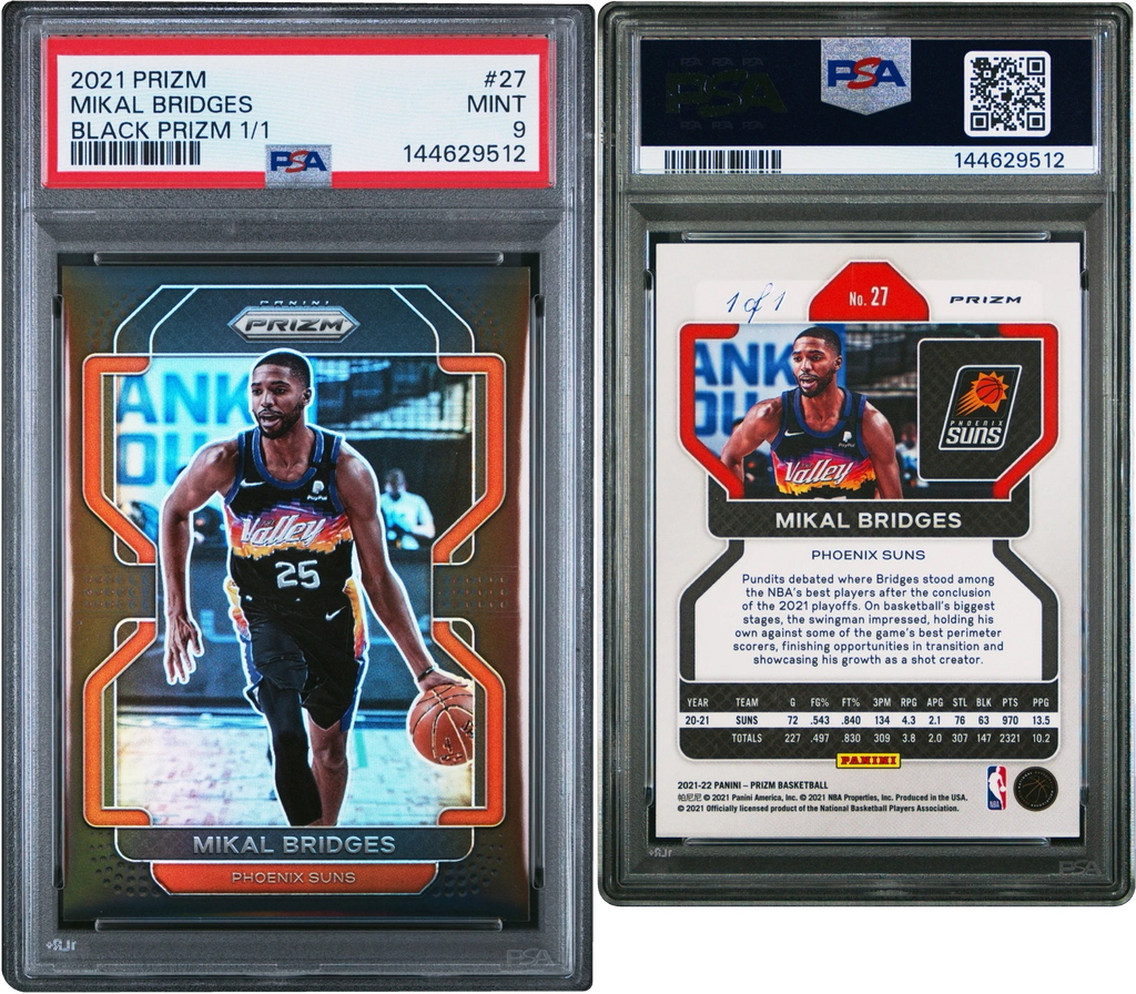 2021 Panini Prizm Black Mikal Bridges 1/1 #27 PSA 9 MINT