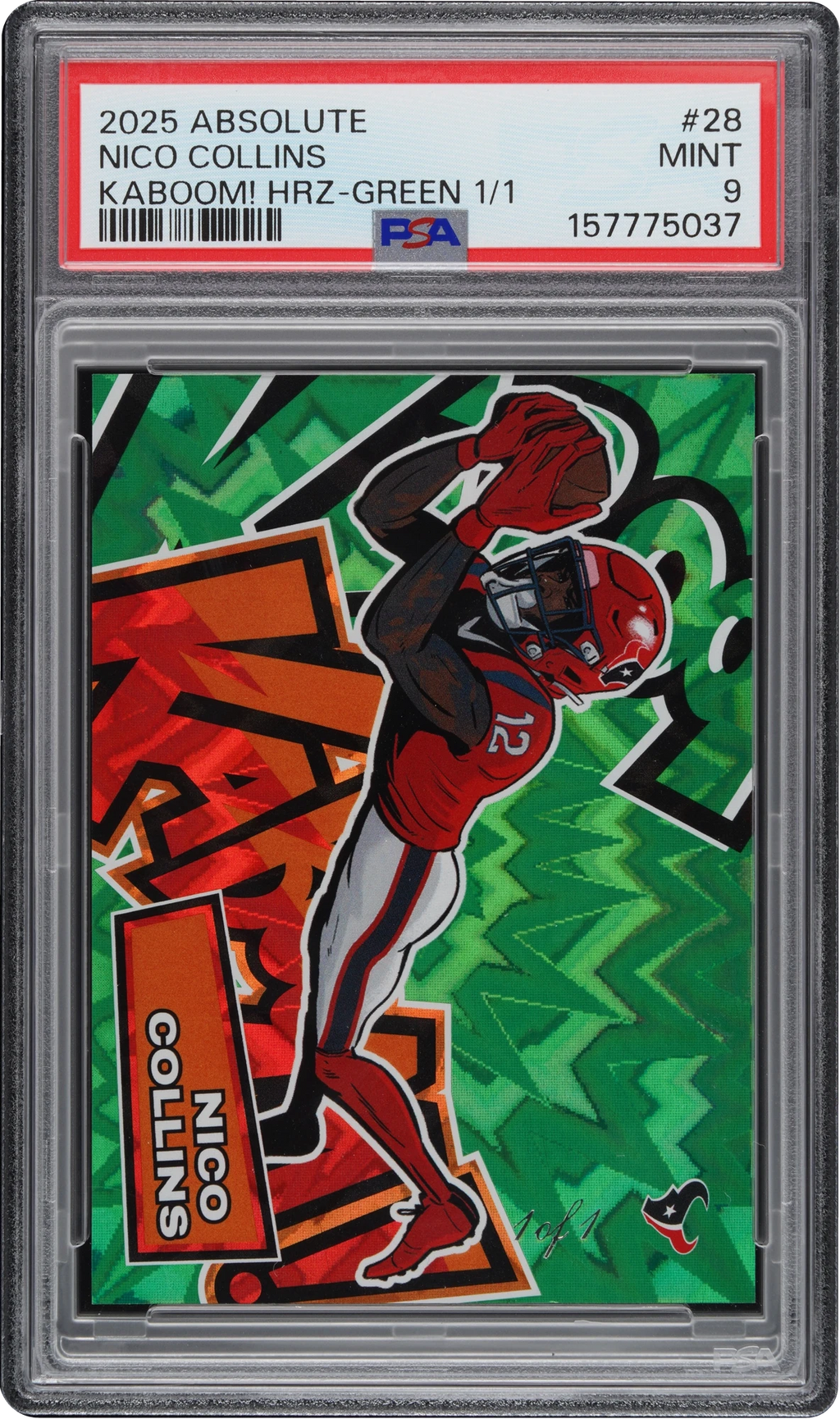 2025 Absolute Kaboom! Horizontal Green Nico Collins 1/1 #28 PSA 9 MINT