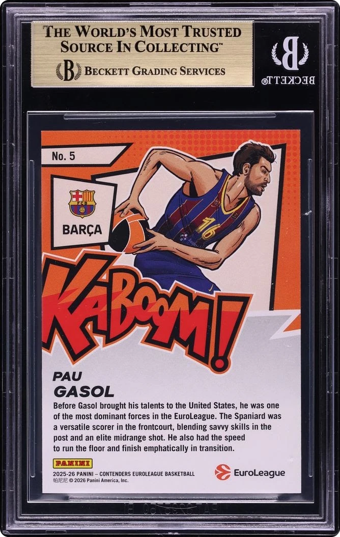 2025 Panini Contenders EuroLeague Kaboom! Vertical Black Pau Gasol 1/1 #5 BGS 9.5 GEM MINT
