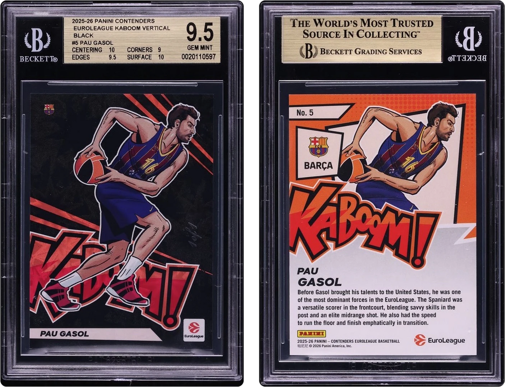 2025 Panini Contenders EuroLeague Kaboom! Vertical Black Pau Gasol 1/1 #5 BGS 9.5 GEM MINT