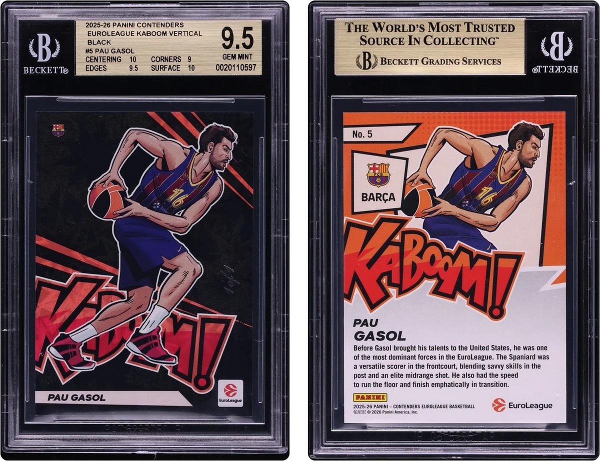 2025 Panini Contenders EuroLeague Kaboom! Vertical Black Pau Gasol 1/1 #5 BGS 9.5 GEM MINT