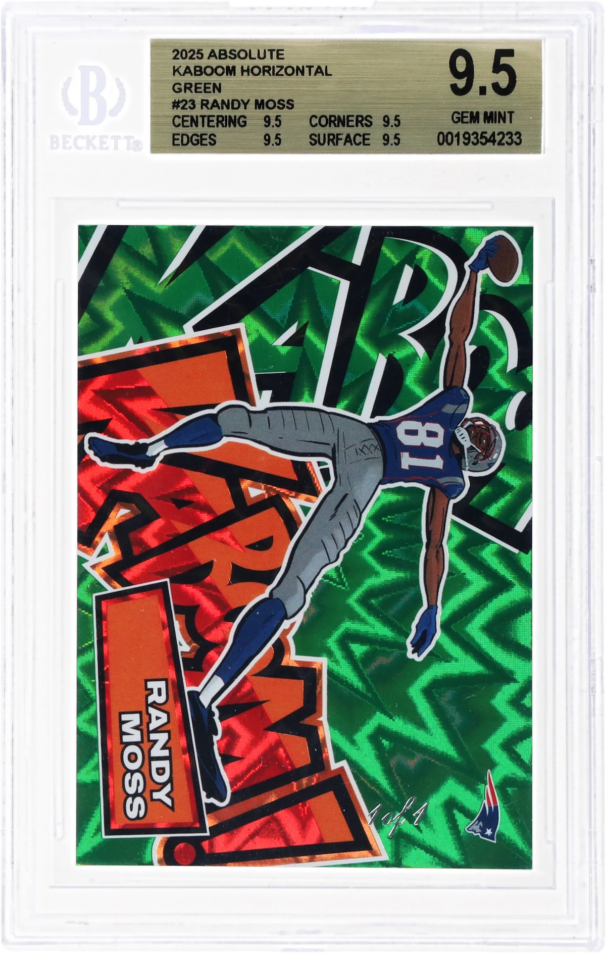 2025 Absolute Kaboom! Horizontal Green Randy Moss 1/1 #23 BGS 9.5 GEM MINT