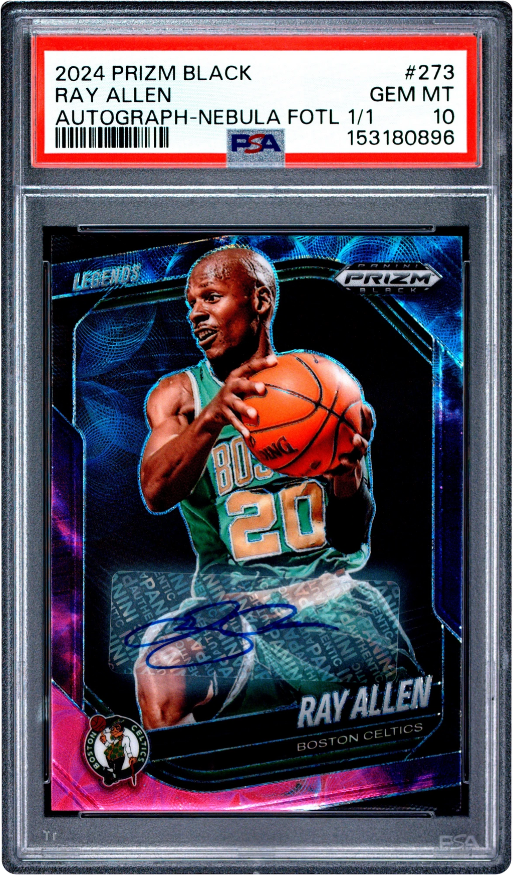 2024 Panini Prizm Black Nebula FOTL Ray Allen AUTO 1/1 #273 PSA 10 GEM MINT
