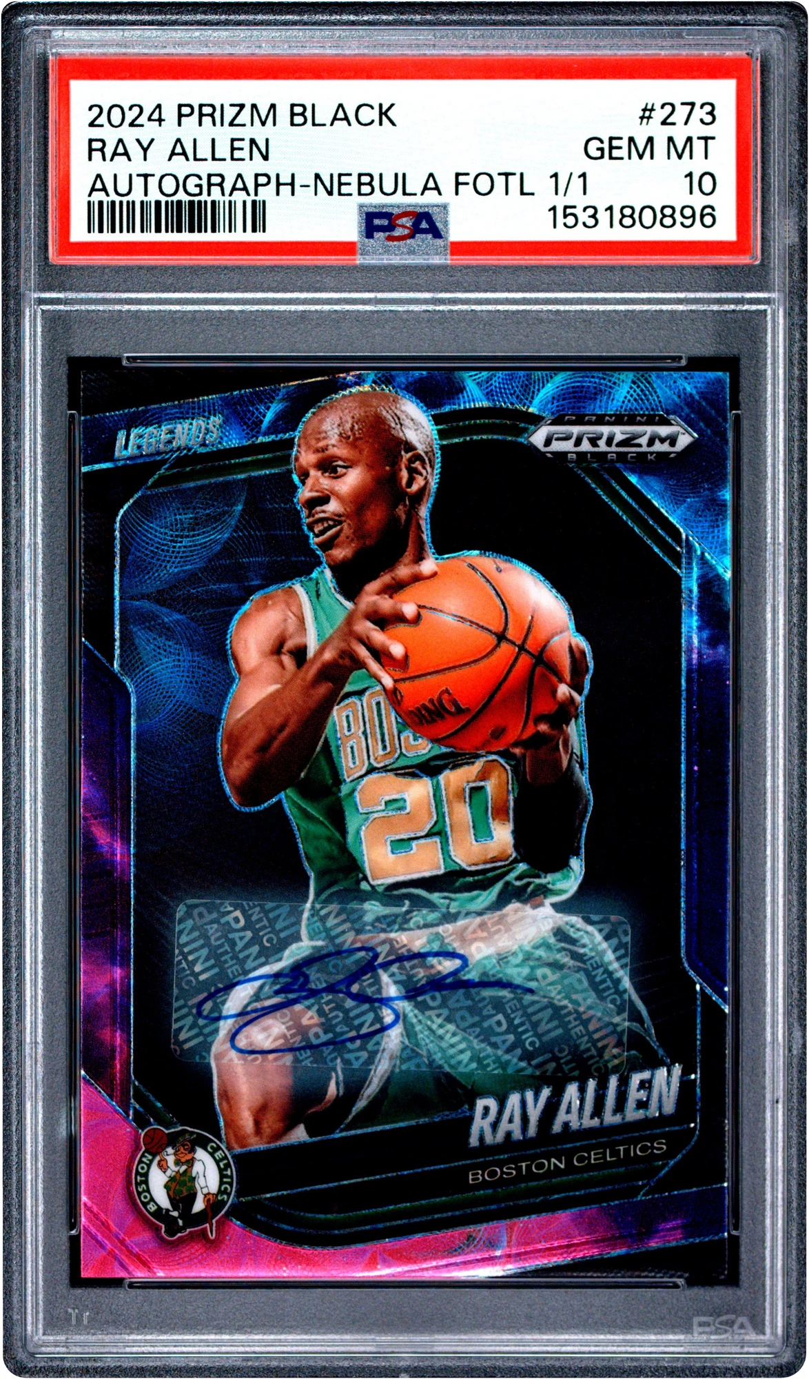 2024 Panini Prizm Black Nebula FOTL Ray Allen AUTO 1/1 #273 PSA 10 GEM MINT