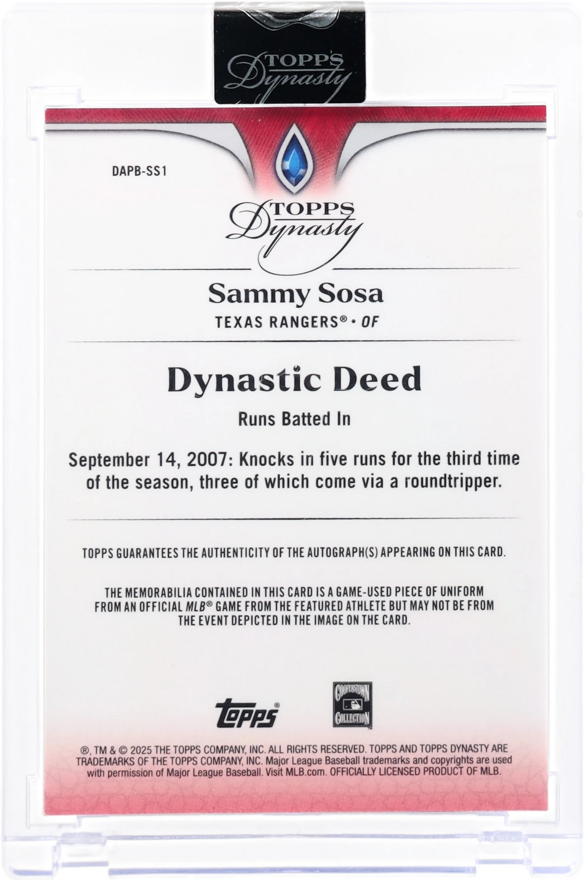 2025 Topps Dynasty Patch Autographs Design B Gold Sammy Sosa 1/1 #DAPBSS1