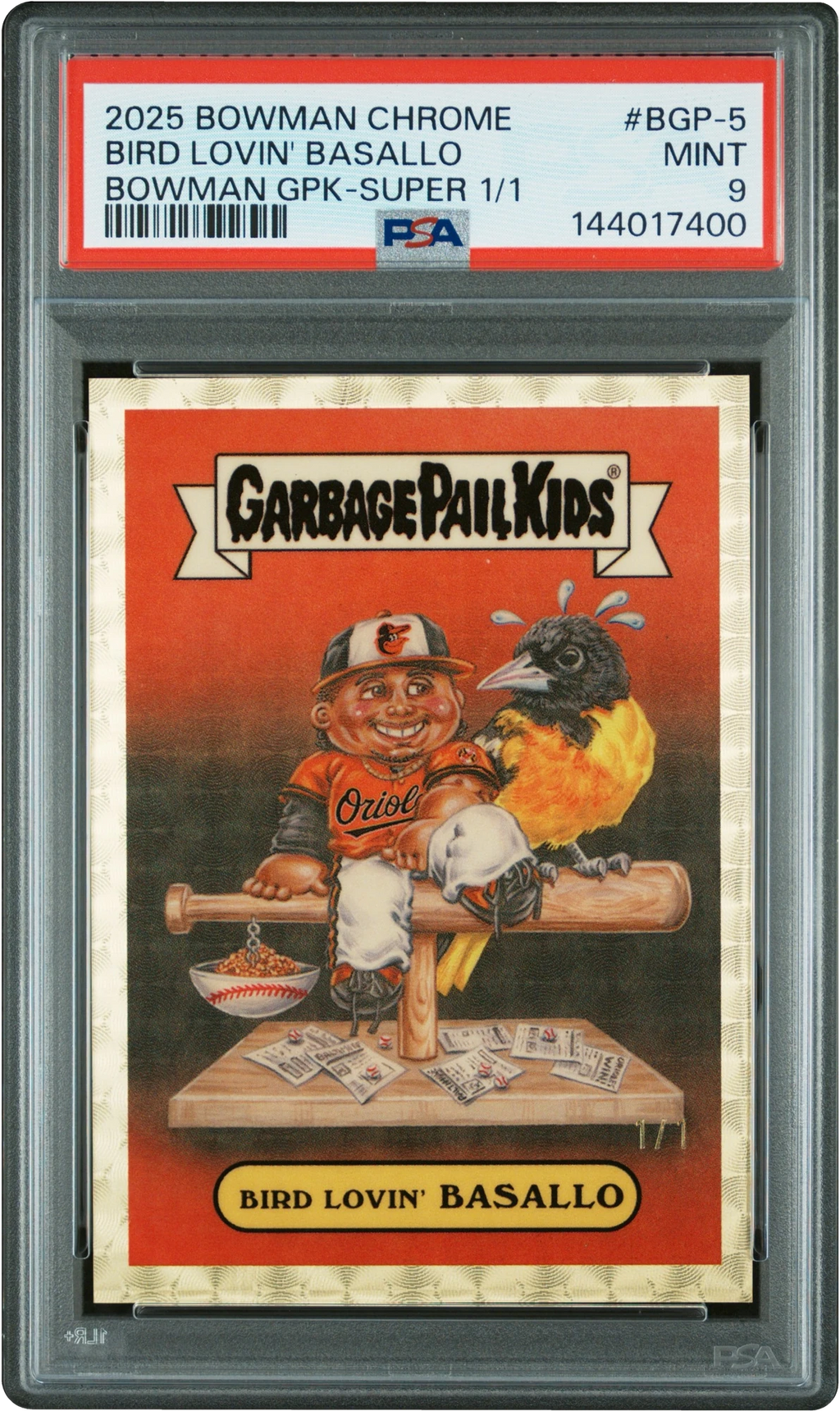 2025 Bowman Chrome GPK Superfractor Bird Lovin' Samuel Basallo PROSPECT 1/1 #BGP-5 PSA 9 MINT