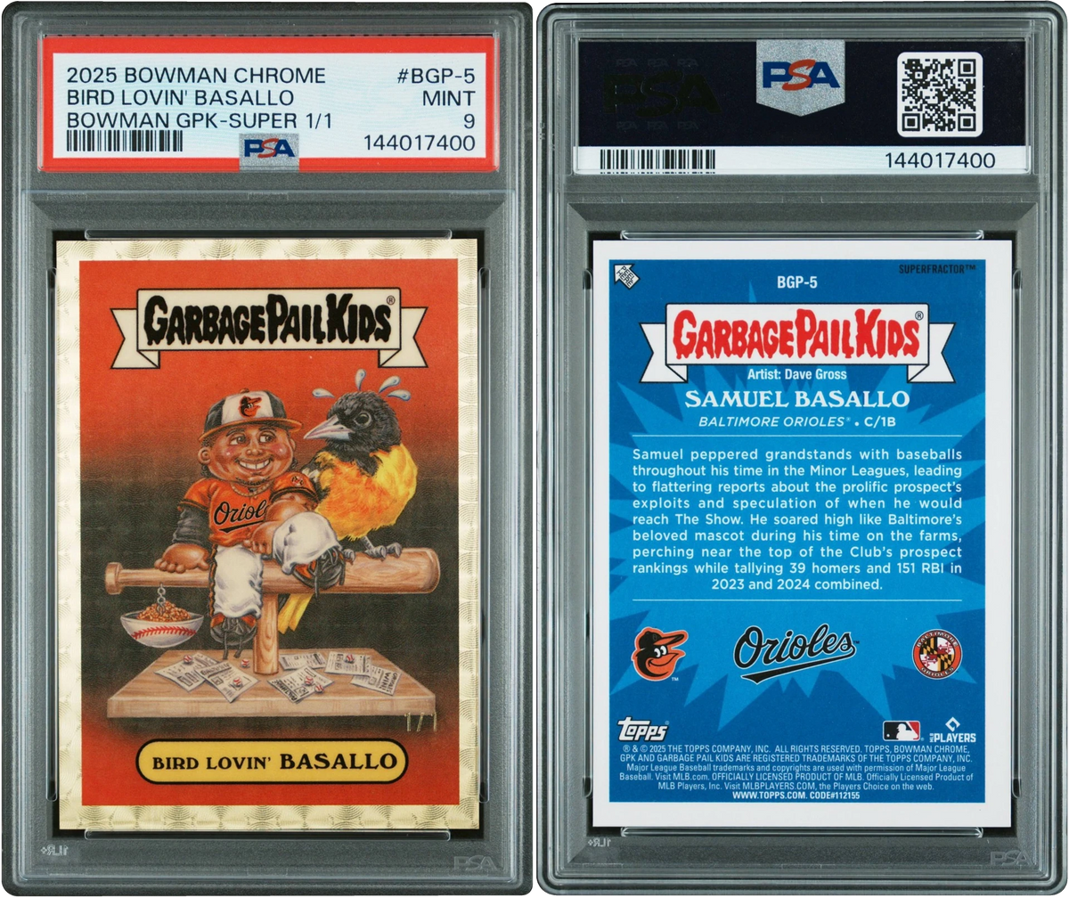 2025 Bowman Chrome GPK Superfractor Bird Lovin' Samuel Basallo PROSPECT 1/1 #BGP-5 PSA 9 MINT