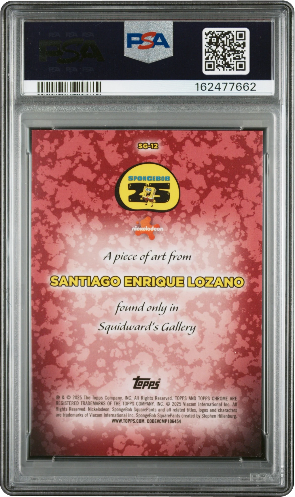 2025 Topps Chrome Spongebob Squidward's Gallery Santiago Lozano #SG-12 PSA 10 GEM MINT