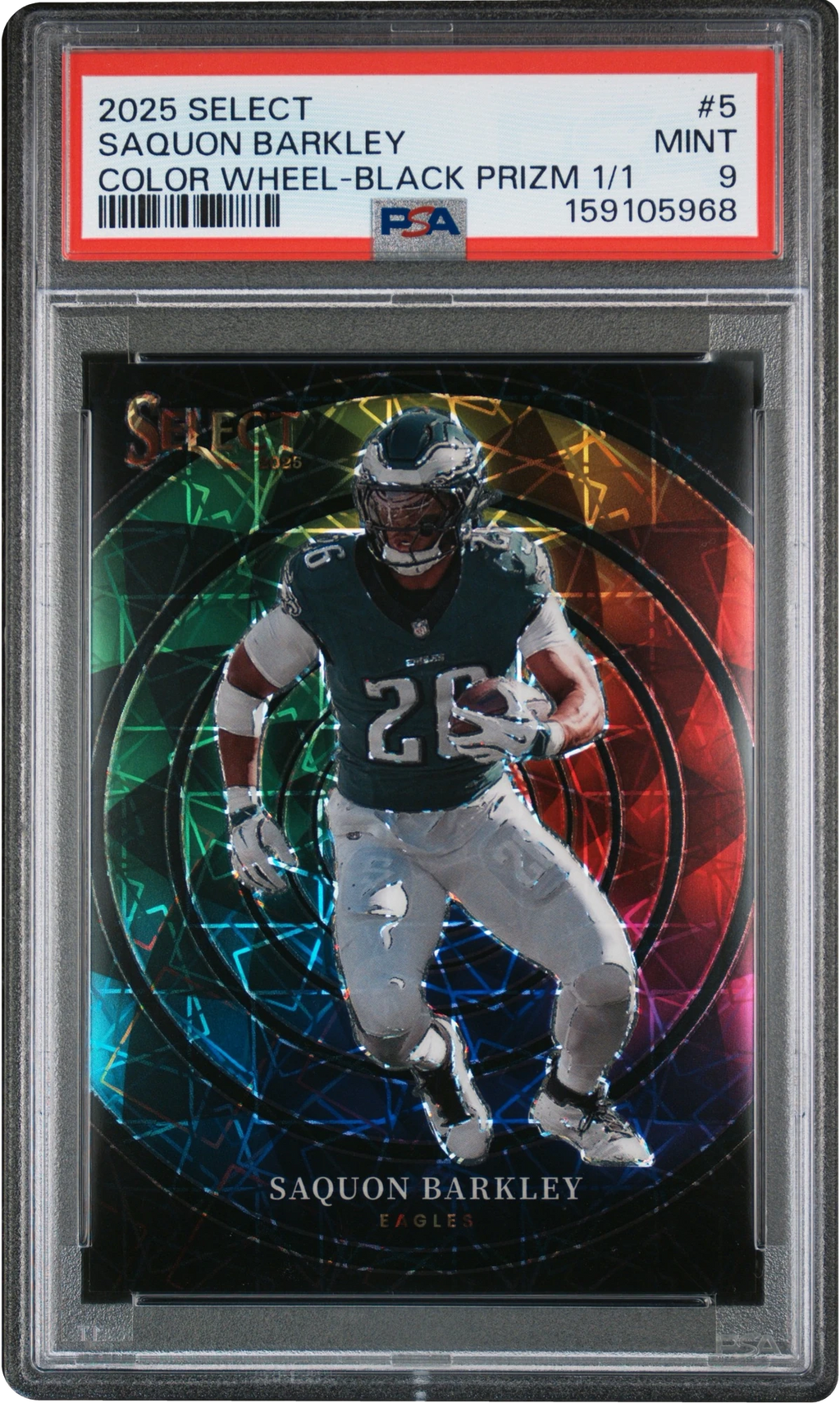 2025 Select Color Wheel Black Prizm Saquon Barkley 1/1 #5 PSA 9 MINT