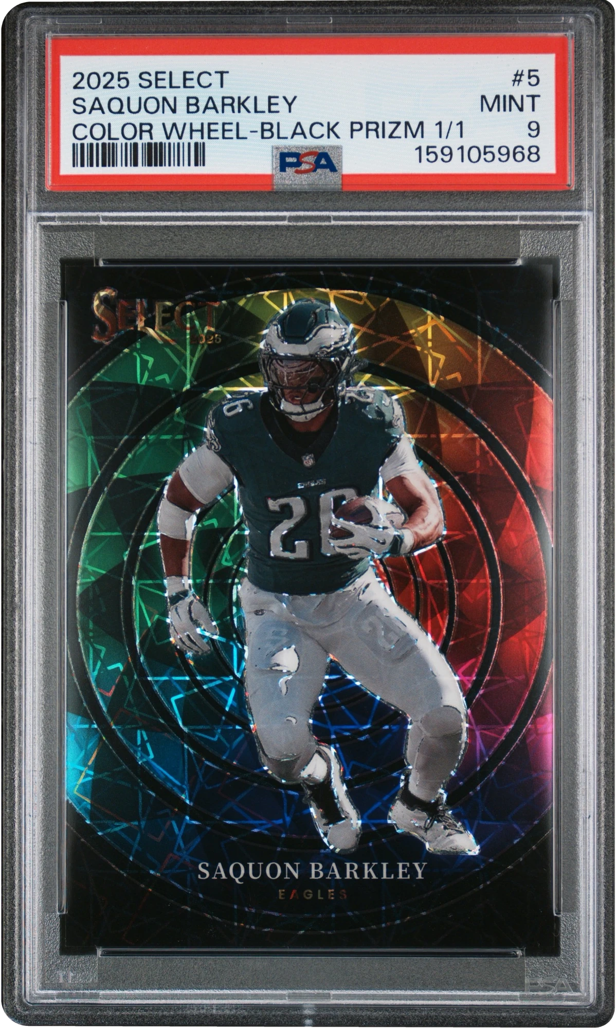 2025 Select Color Wheel Black Prizm Saquon Barkley 1/1 #5 PSA 9 MINT