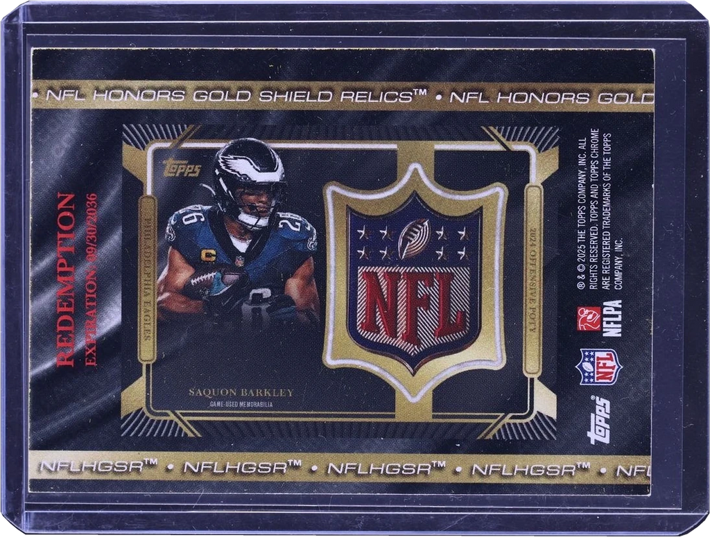 2025 Topps Chrome OPOY NFL Honors Gold Redemption Saquon Barkley NFL SHIELD PATCH /3