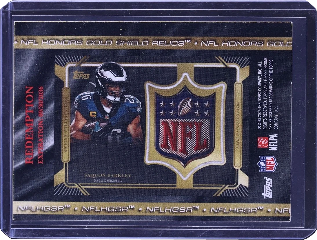 2025 Topps Chrome OPOY NFL Honors Gold Redemption Saquon Barkley NFL SHIELD PATCH /3