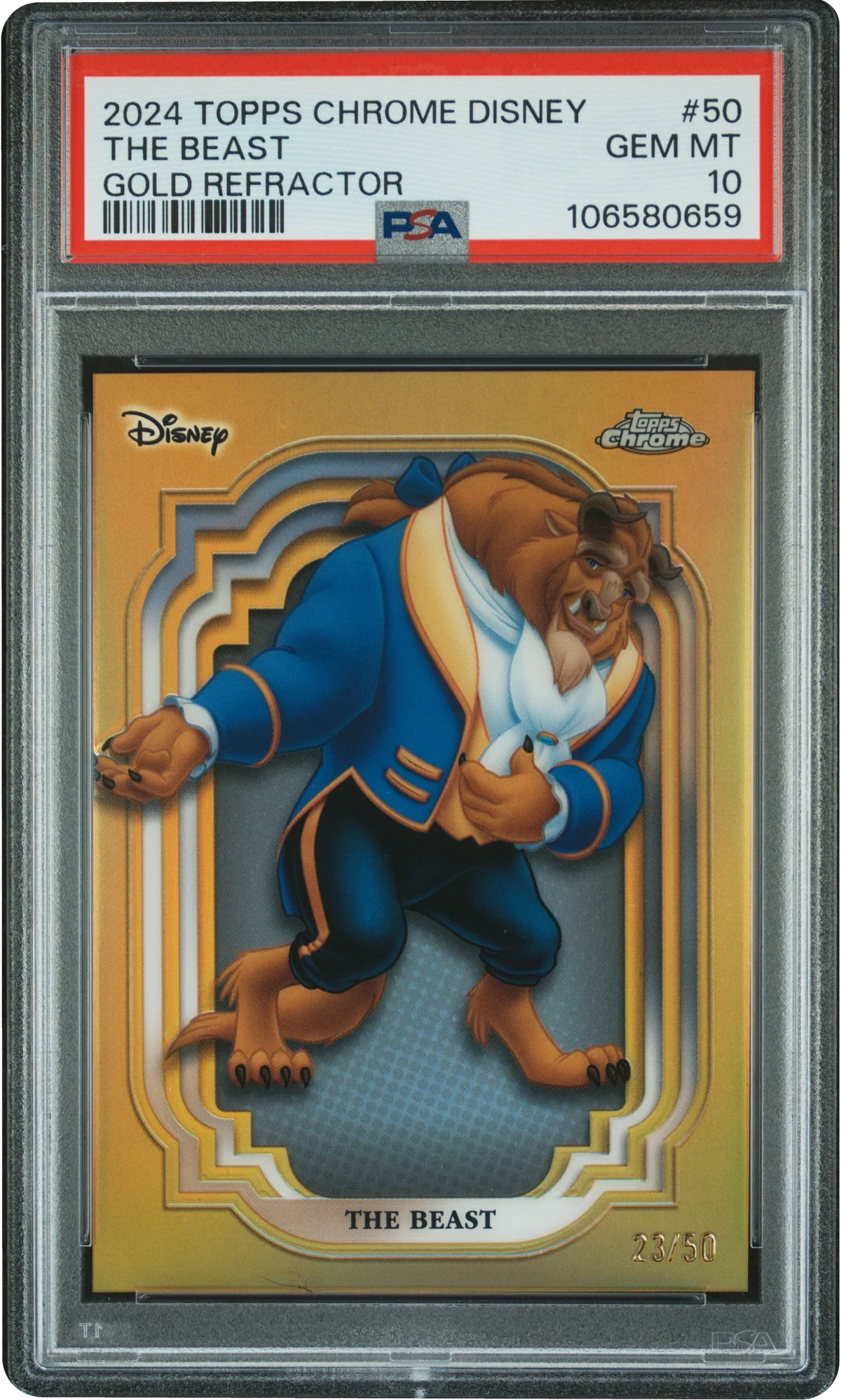 2024 Topps Chrome Disney Gold Refractor The Beast /50 #50 PSA 10 GEM MINT