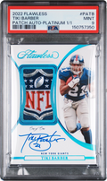 2022 Panini Flawless Platinum Tiki Barber SHIELD PATCH AUTO 1/1 #PATB PSA 9 MINT