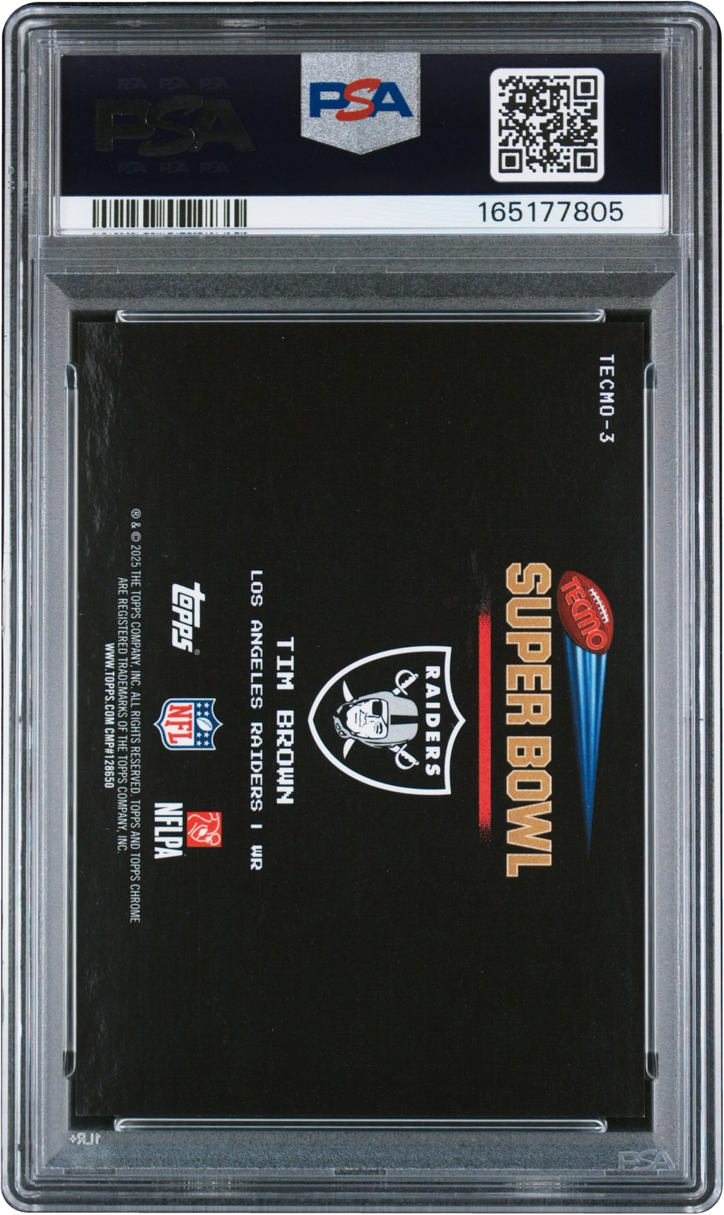 2025 Topps Chrome Tecmo Tim Brown #TECMO-3 PSA 10 GEM MINT