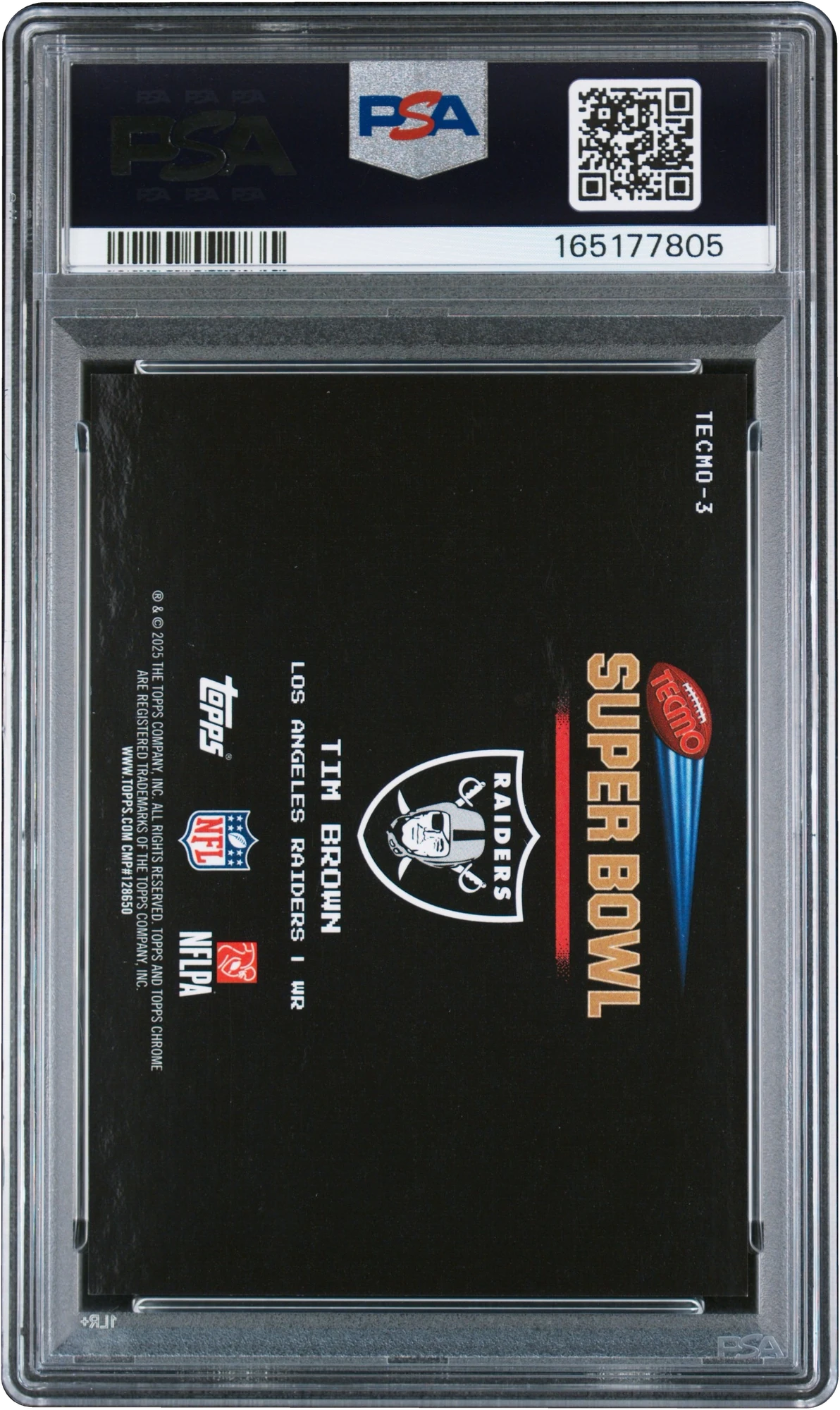 2025 Topps Chrome Tecmo Tim Brown #TECMO-3 PSA 10 GEM MINT