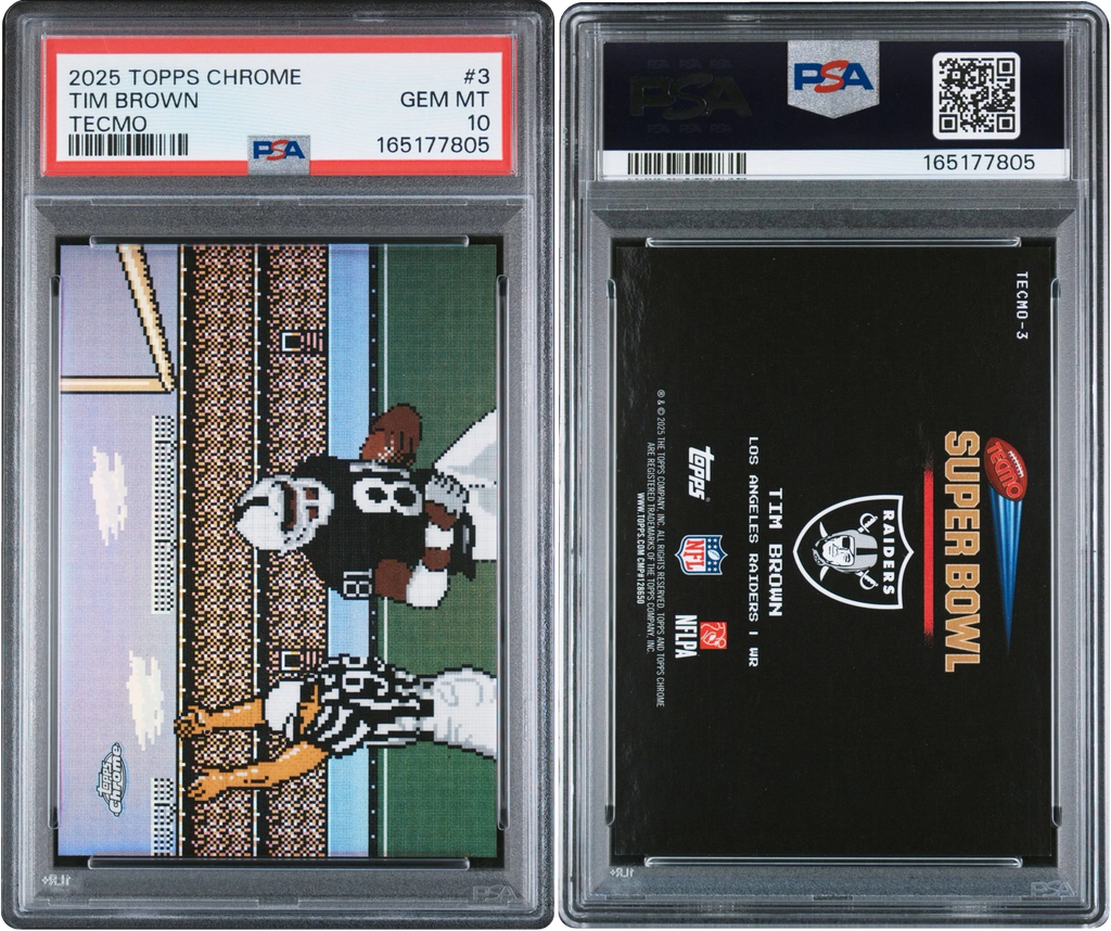 2025 Topps Chrome Tecmo Tim Brown #TECMO-3 PSA 10 GEM MINT