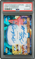 2025 Topps Chrome SpongeBob Sapphire Dual Tom Kenny Bill Fagerbakke AUTO #DA-SP PSA 10 GEM MINT