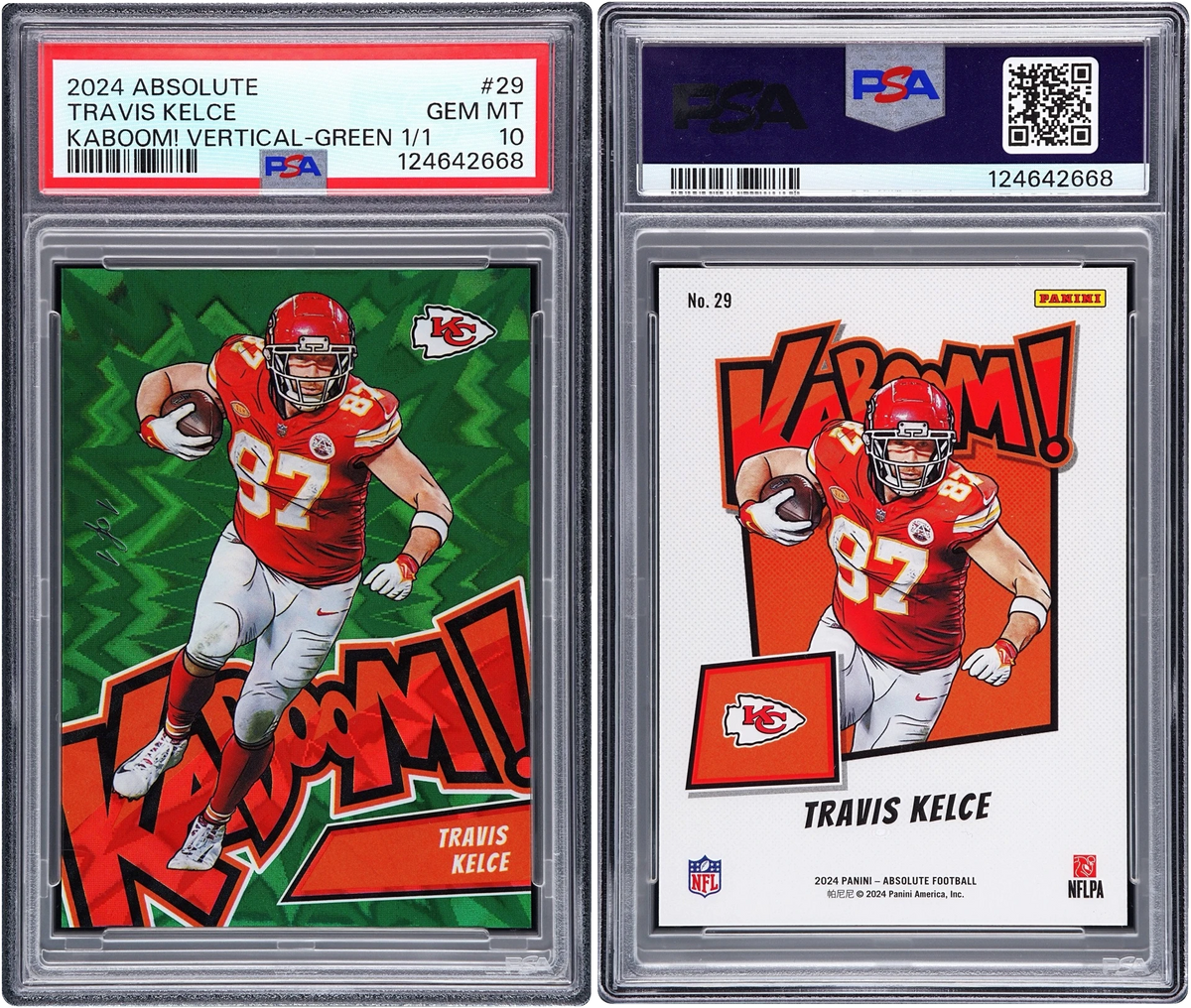 2024 Absolute Kaboom! Vertical Green Travis Kelce 1/1 #29 PSA 10 GEM MT