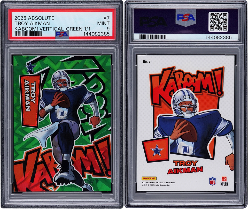 2025 Absolute Kaboom! Vertical Green Troy Aikman 1/1 #7 PSA 9 MINT