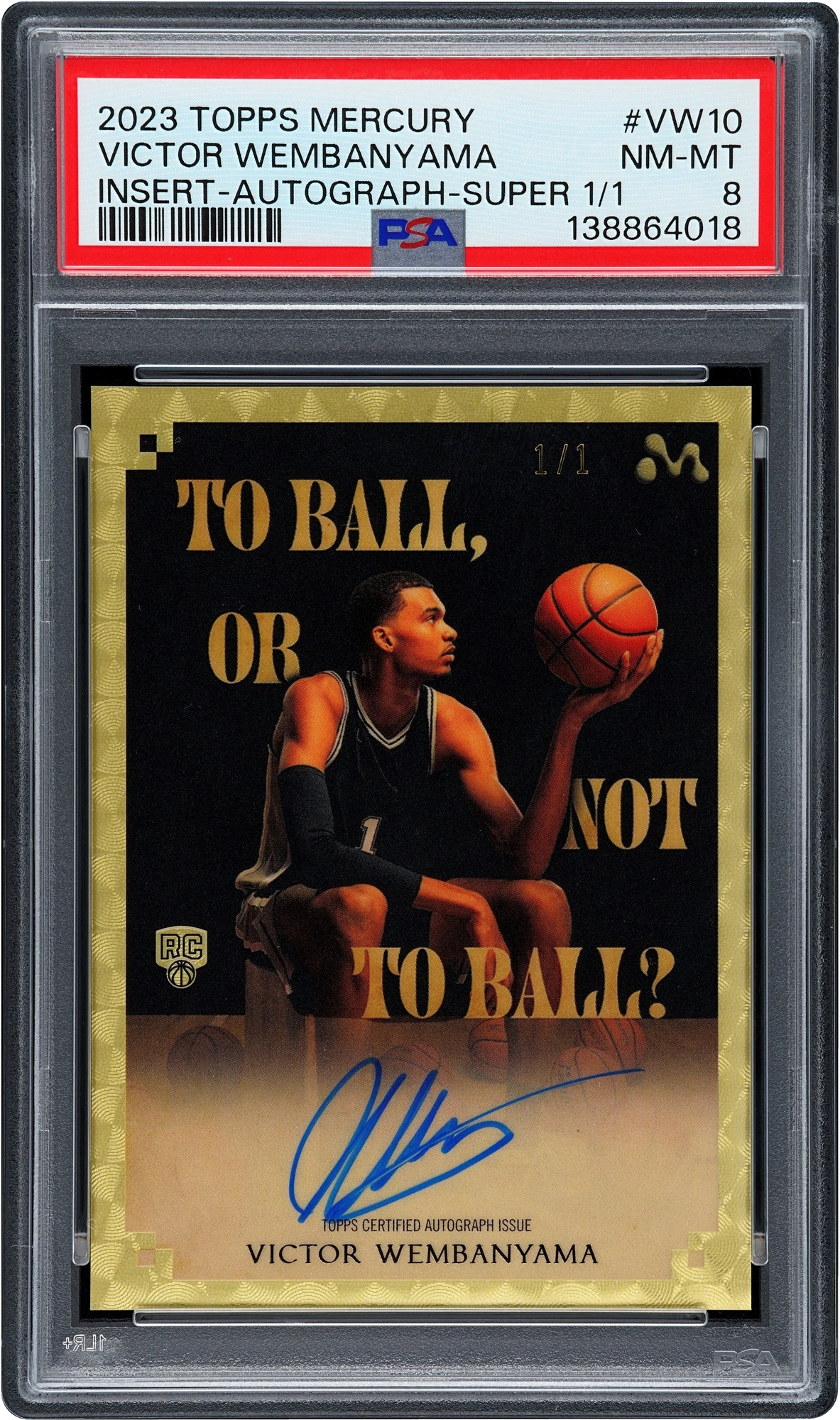 2023 Topps Mercury Insert Superfractor Victor Wembanyama ROOKIE AUTO 1/1 #VW-10 PSA 8 NM-MT