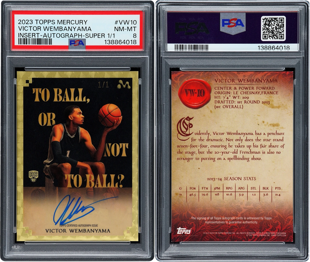 2023 Topps Mercury Insert Superfractor Victor Wembanyama ROOKIE AUTO 1/1 #VW-10 PSA 8 NM-MT