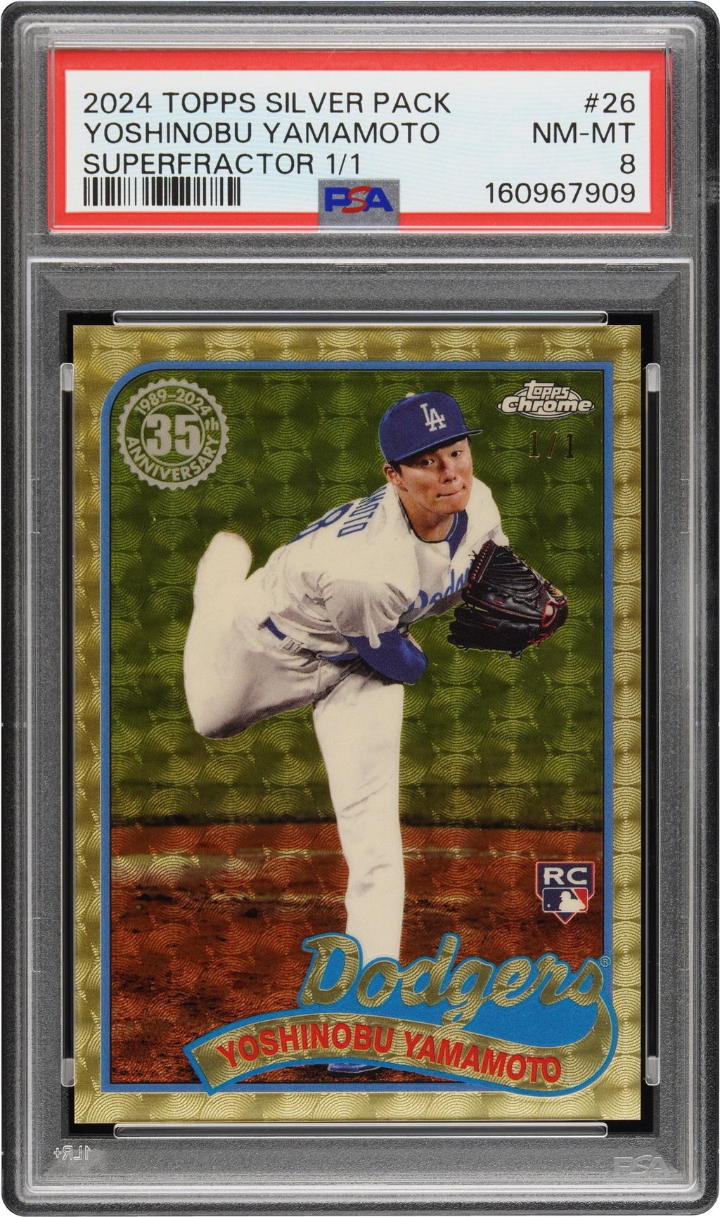 2024 Topps Silver Pack Superfractor Yoshinobu Yamamoto ROOKIE 1/1 #26 PSA 8 NM-MT